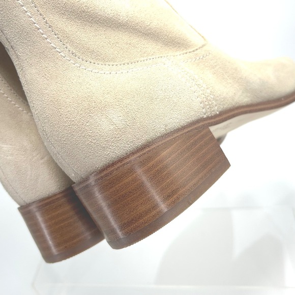 Cole HAAN Size 9.5 Ankle Boots Suede Ecru Beige Block Heel Booties Naia Womens - Picture 12 of 14